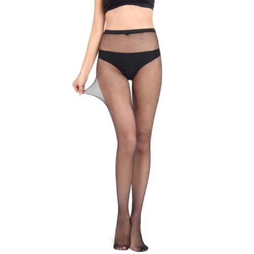 Sufune Netzstrumpfhose Schwarz, 1 PCS Fishnet Stockings, Elastisch Hohe Taille Strumpfhosen Netzstrümpfe, Fischernetz Strümpfe für Damen (Kleines Netz) von Sufune