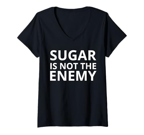 Damen Zucker ist nicht der Feind T-Shirt mit V-Ausschnitt von Sugar Fast Gear