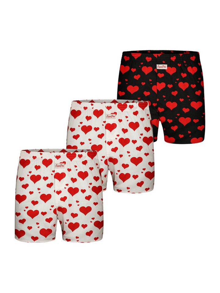 Sugar Pine Boxer Valentinstag (3-St) American Boxershorts Loose Fit Männer von Sugar Pine