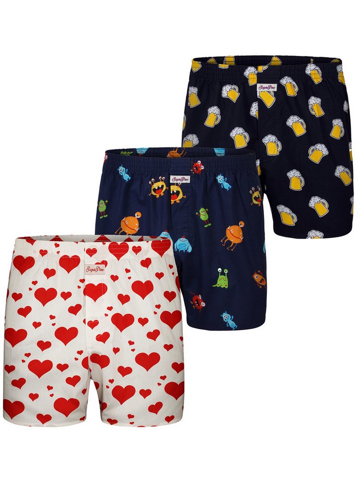 Sugar Pine Boxer Webboxershorts weit Motive Print (3-St) Sugar Pine Boxershorts von Sugar Pine