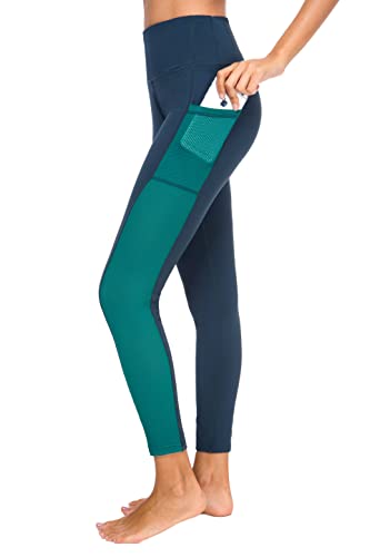 Sugar Pocket Damen Yoga Leggings Schnell Trocknende Hose Jogginghose Fitnesstraining mit Netzeinsätzen(Dunkelgrün,M) von Sugar Pocket