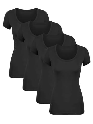 Langes Baumwoll-Mieder, Spaghettiträger-Tanktop für Damen, Basic-Cami-Tops, Damen-Unterhemden – Packung 1–4 Stück, 4er-Pack, 4 Stück, schwarz, X-Large Mehr von Sugar Sunday