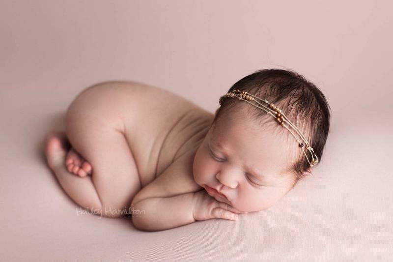 Perlen Rose Gold & Kupfer Neugeborenen Zierliche Tieback Stirnband Photo Prop von SugarBabyPhotoProps