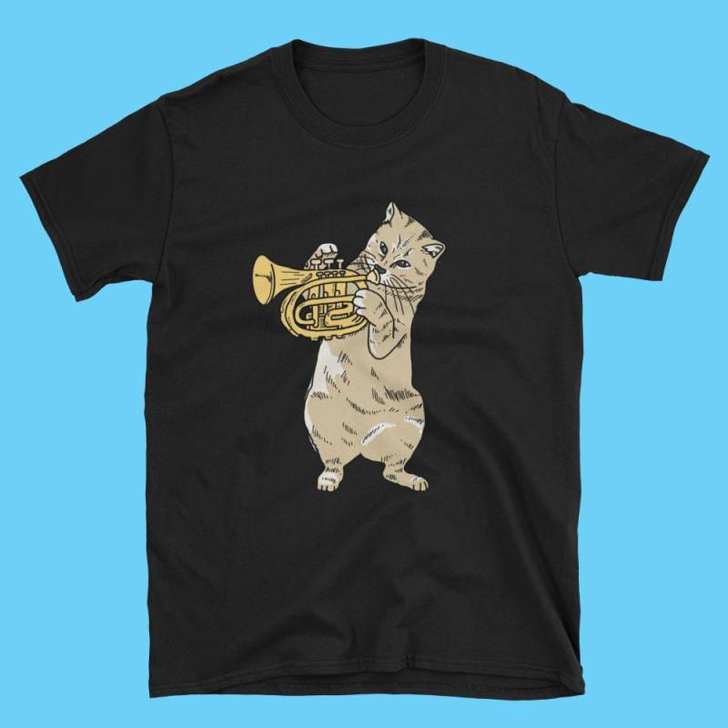 Unisex Süßes Katzen-Bariton-Shirt, Katzentuba-T-Shirt, Katzenposaune-T-Shirt, Kätzchen-Trompeten-T-stück, Katzenorchester-Hemd von SugarCartel