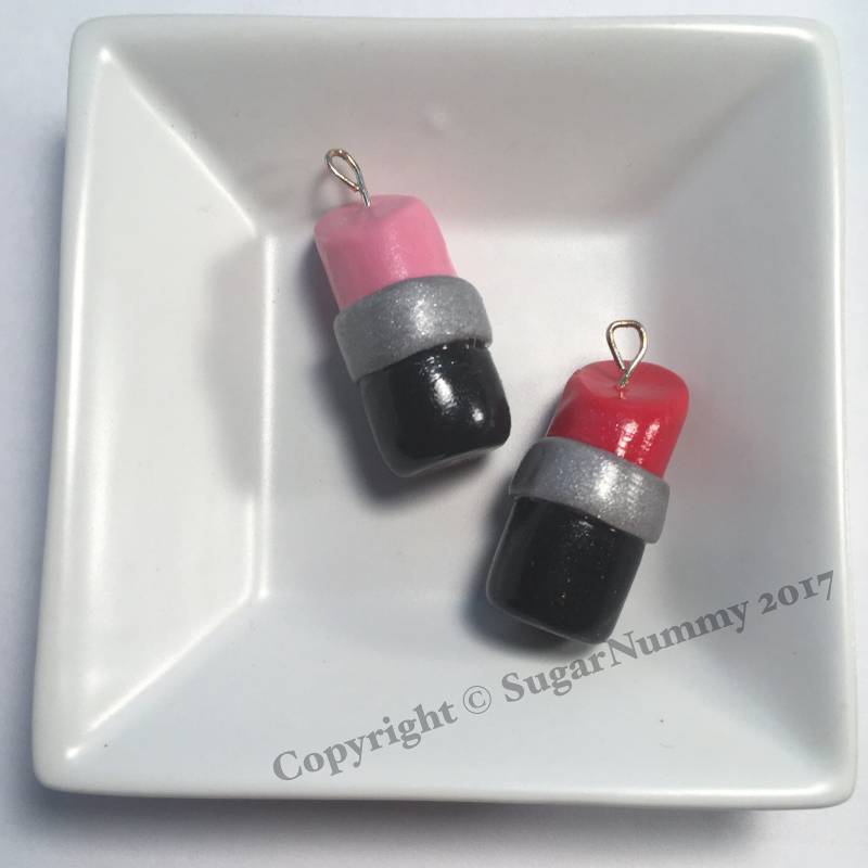 Fimo Lippenstifte, Ton Anhänger, Make-Up, Kosmetik, Beauty, Handy Geschenke Für Mädchen, Schmuck, Kawaii Charms, Schmuck Set von SugarNummy