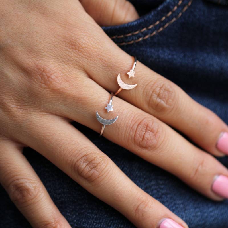 stern Halbmond Zierlicher Ring - Celestial Schmuck, Und Mond stern Halbmond Zierlicher Ring - Celestial Schmuck, Und Mond von SugarRoseStudio