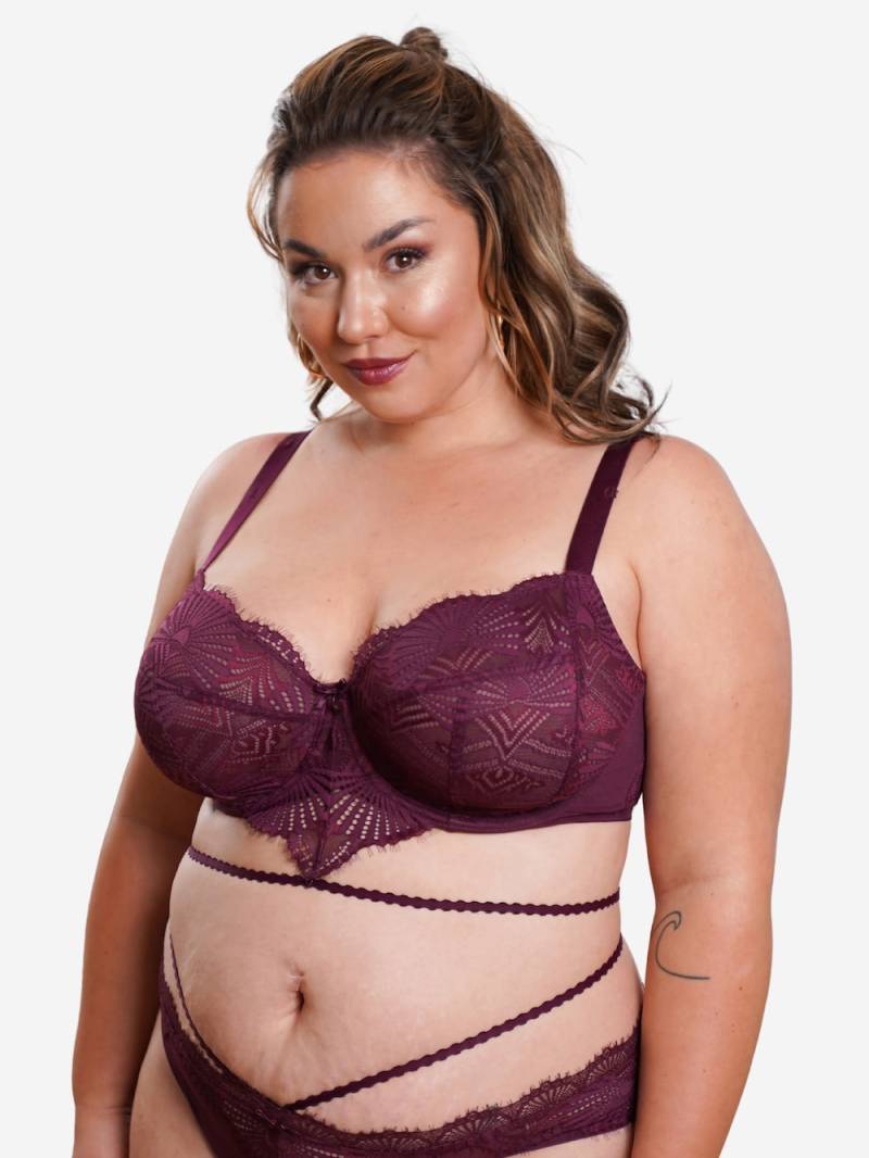Große Größen BH LILOU Demi-BHs Bügel-BHs, Damen, rot, Größe: 90G, Synthetische Fasern/Elasthan/Polyester, Happy Size DE Women von SugarShape