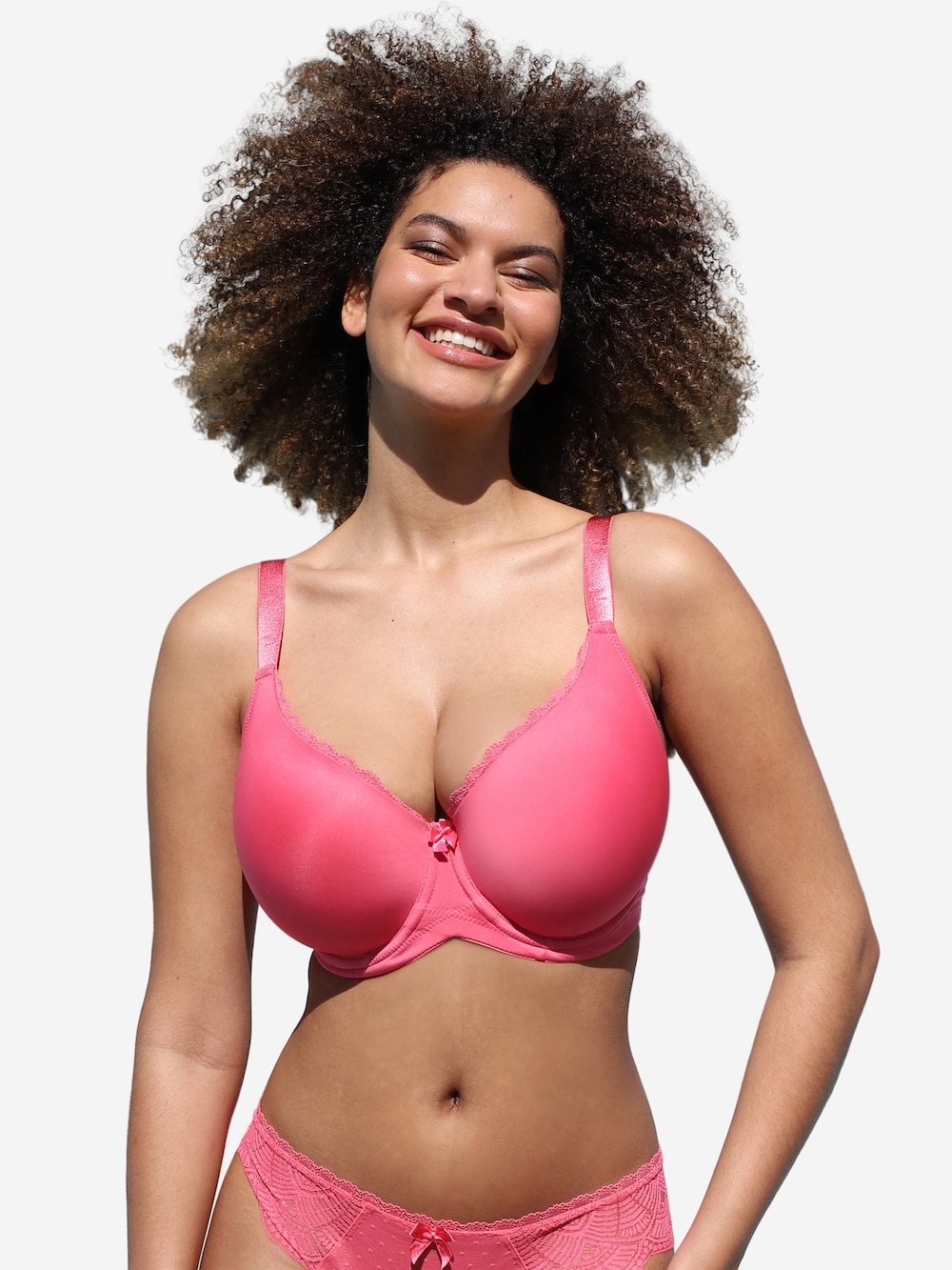 Große Größen BH STRAPPY Demi-BHs Schalen-BHs, Damen, rosa, Größe: 100D, Polyester/Synthetische Fasern/Elasthan, Happy Size DE Women von SugarShape