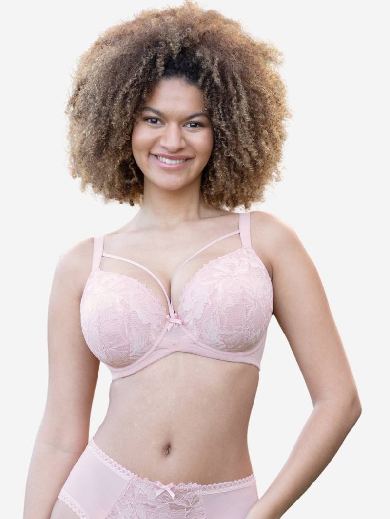 Große Größen BH STRAPPY Plunge-BHs Bügel-BHs, Damen, rosa, Größe: 90F, Synthetische Fasern/Polyester/Baumwolle, Happy Size DE Women von SugarShape