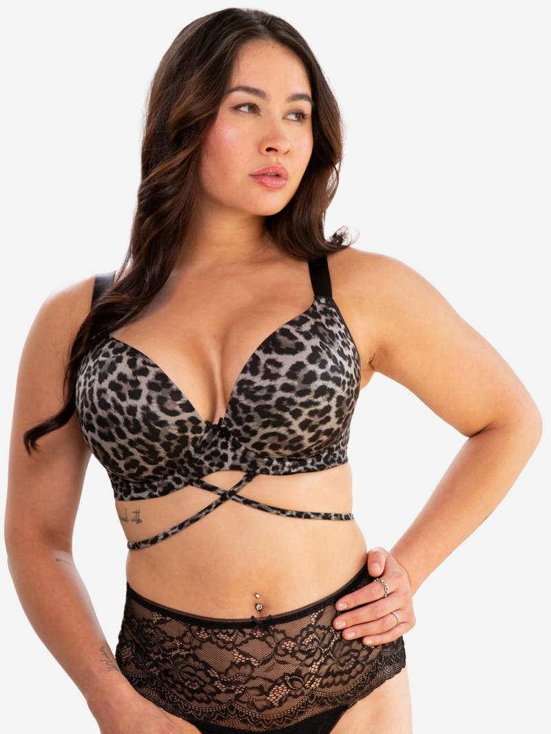 Große Größen BH VOILA Plunge-BHs Bügel-BHs, Damen, grau, Größe: 85E, Polyester/Synthetische Fasern/Elasthan, Happy Size DE Women von SugarShape