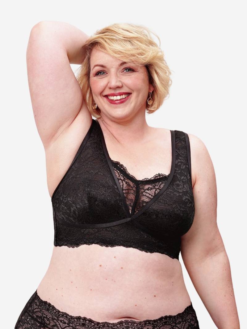 Große Größen Bralette ELIANA Bralettes bügellose BHs, Damen, schwarz, Größe: 100B, Synthetische Fasern/Elasthan, Happy Size DE Women von SugarShape