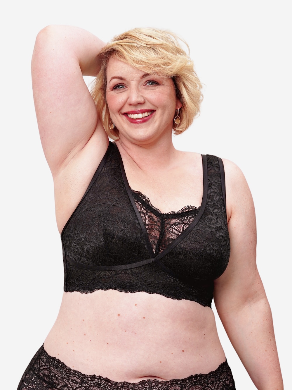 Große Größen Bralette ELIANA Bralettes bügellose BHs, Damen, schwarz, Größe: 95F, Synthetische Fasern/Elasthan, Happy Size DE Women von SugarShape