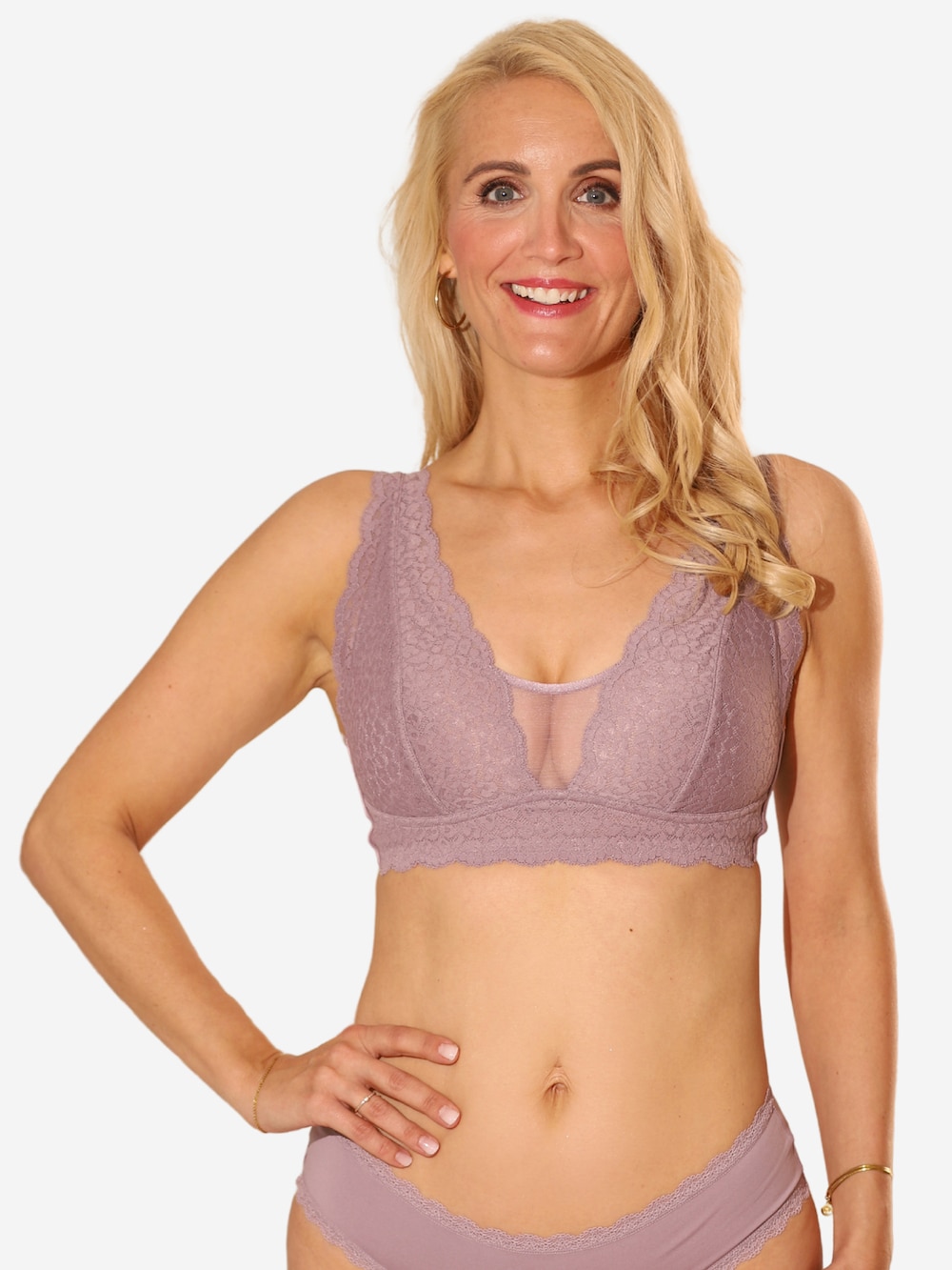 Große Größen Bralette ELVA Bralettes Spitzen-BHs, Damen, lila, Größe: 85F, Synthetische Fasern/Elasthan, Happy Size DE Women von SugarShape