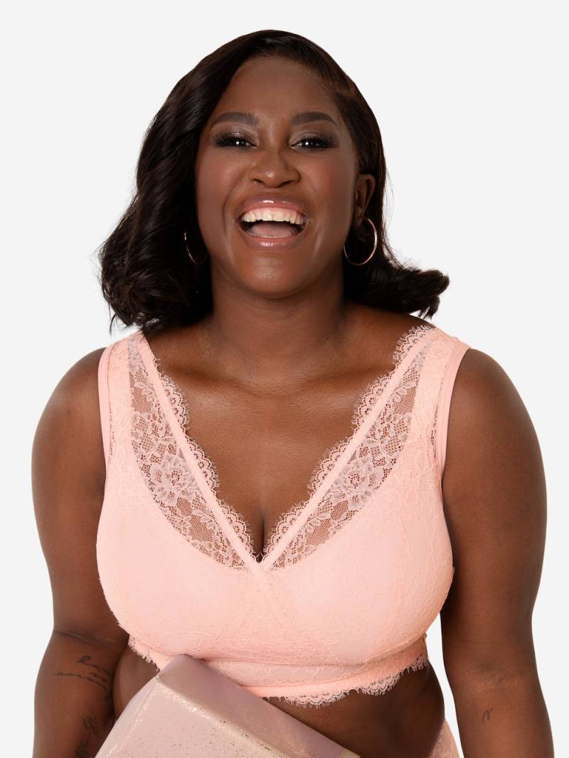 Große Größen Bralette EMILIA Bralettes bügellose BHs, Damen, rosa, Größe: 90C, Polyester/Baumwolle/Synthetische Fasern, Happy Size DE Women von SugarShape