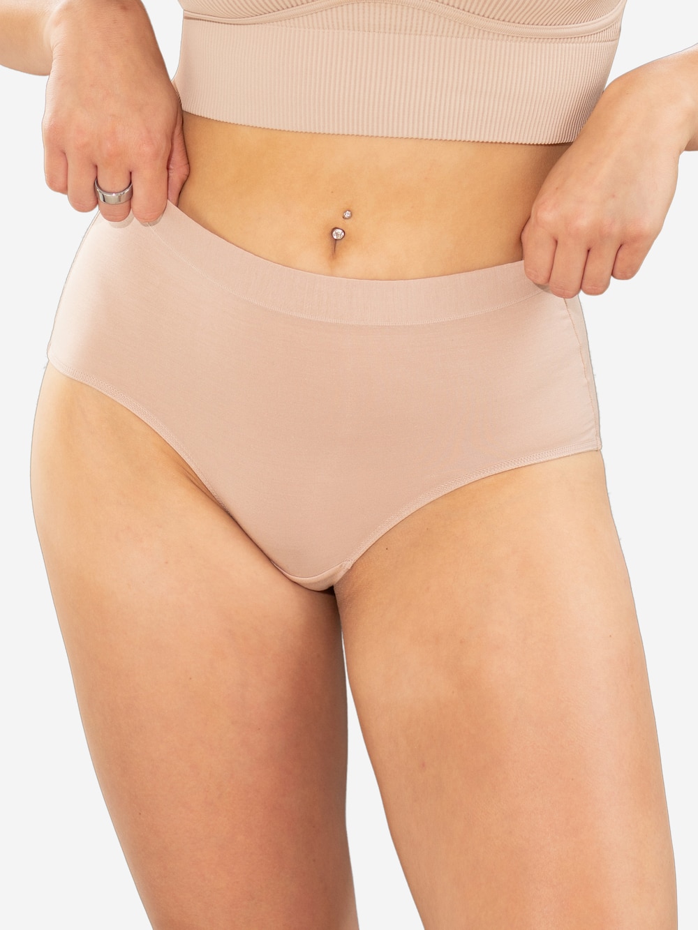 Große Größen High-Panty BASIC, Damen, beige, Größe: 42/44, Baumwolle/Synthetische Fasern/Elasthan, Happy Size DE Women von SugarShape