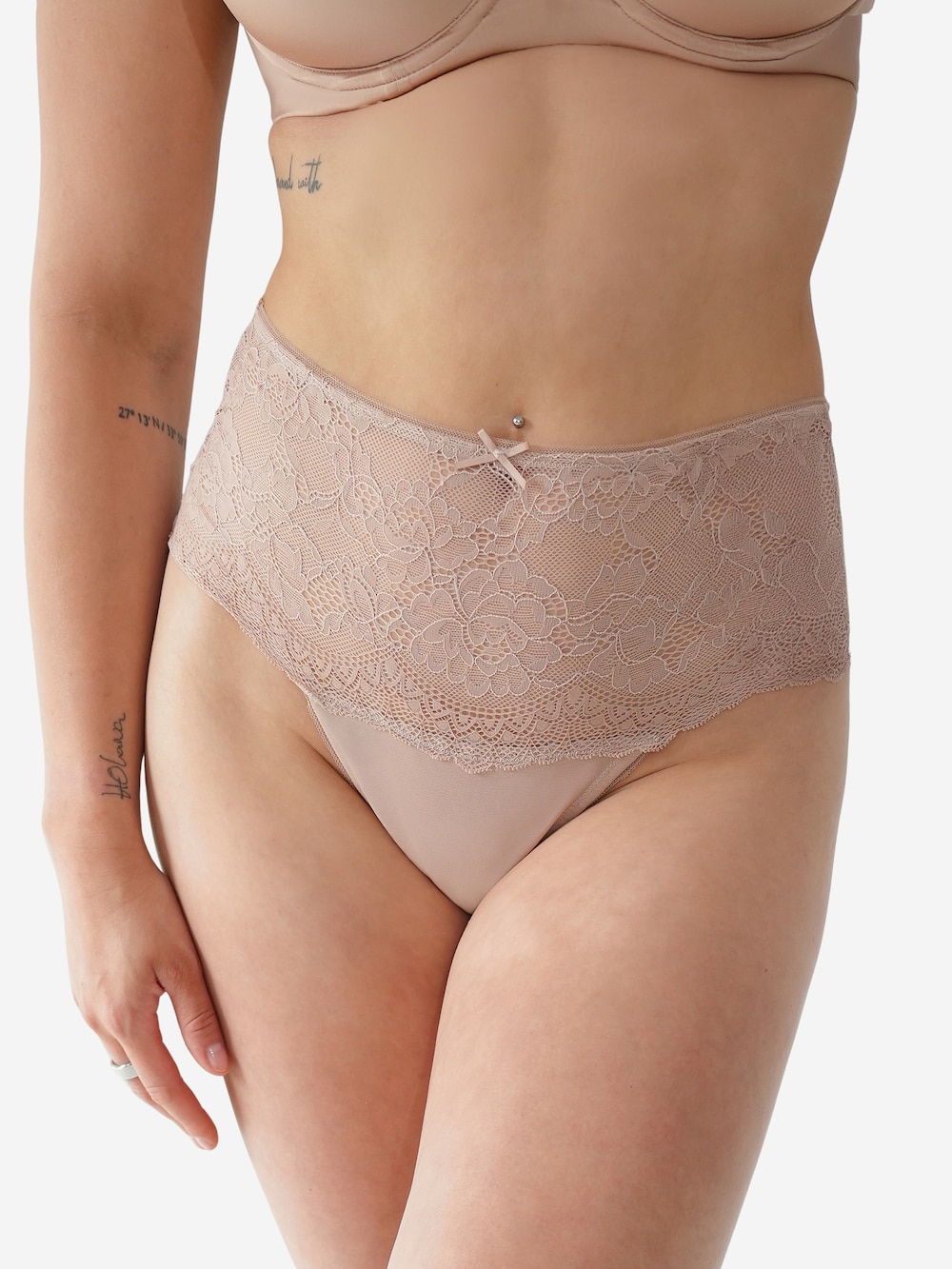 Große Größen High-String BASIC, Damen, beige, Größe: 46/48, Baumwolle/Synthetische Fasern/Elasthan, Happy Size DE Women von SugarShape