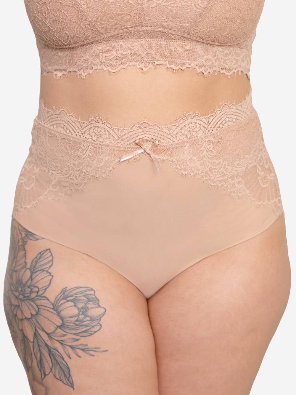Große Größen High-Waist-Panty SENSLA, Damen, beige, Größe: 50/52, Baumwolle/Synthetische Fasern/Elasthan, Happy Size DE Women von SugarShape
