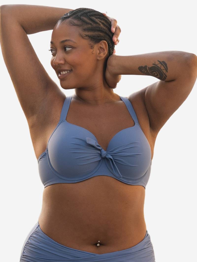 Große Größen Schalen-Bikini-Top VALENCIA Demi-Bikini, Damen, blau, Größe: 90E, Polyester/Synthetische Fasern/Elasthan, Happy Size DE Women von SugarShape