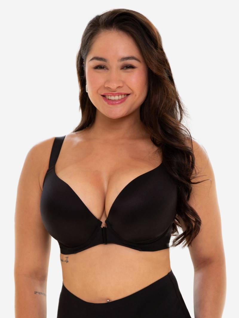 Große Größen Vorderverschluss-BH SMOOTHIE Plunge-BHs Schalen-BHs, Damen, schwarz, Größe: 100D, Synthetische Fasern/Elasthan, Happy Size DE Women von SugarShape