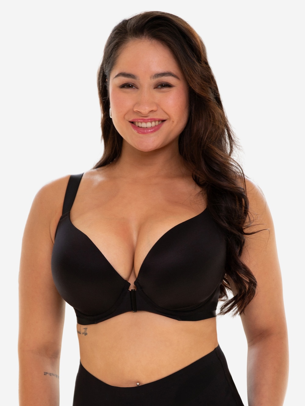 Große Größen Vorderverschluss-BH SMOOTHIE Plunge-BHs Schalen-BHs, Damen, schwarz, Größe: 90C, Synthetische Fasern/Elasthan, Happy Size DE Women von SugarShape