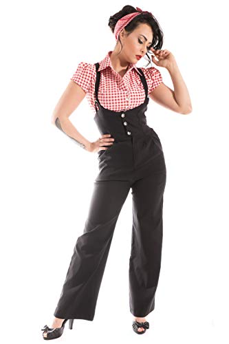 SugarShock 40s Retro Rockabilly High Waist Hosenträger Marlene Hose schwarz XXL von SugarShock