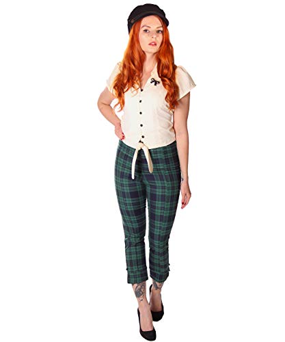 SugarShock Damen Capri Hose Kalea Tartan Caprihose, Größe:M, Farbe:Navyblau grün von SugarShock