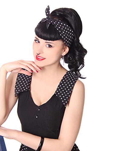 SugarShock Damen Haar Tuch Polka Dots Bandana, Größe:onesize, Farbe:schwarz weiss von SugarShock