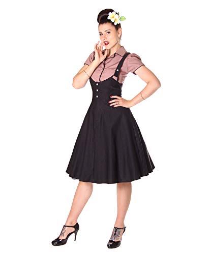 SugarShock Damen Tellerrock Quila Suspender Uniform Rock, Größe:S, Farbe:Schwarz von SugarShock