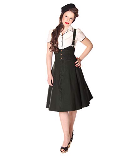 SugarShock Damen Tellerrock Quila Suspender Uniform Rock, Größe:S, Farbe:armygrün von SugarShock