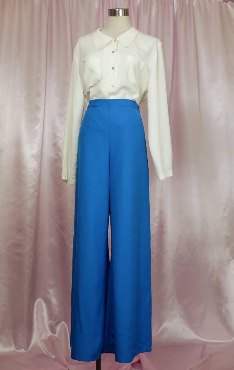 Blaue 70Er Jahre Hose Mit Weitem Bein Und Hoher Taille von Sugarcanethelabel