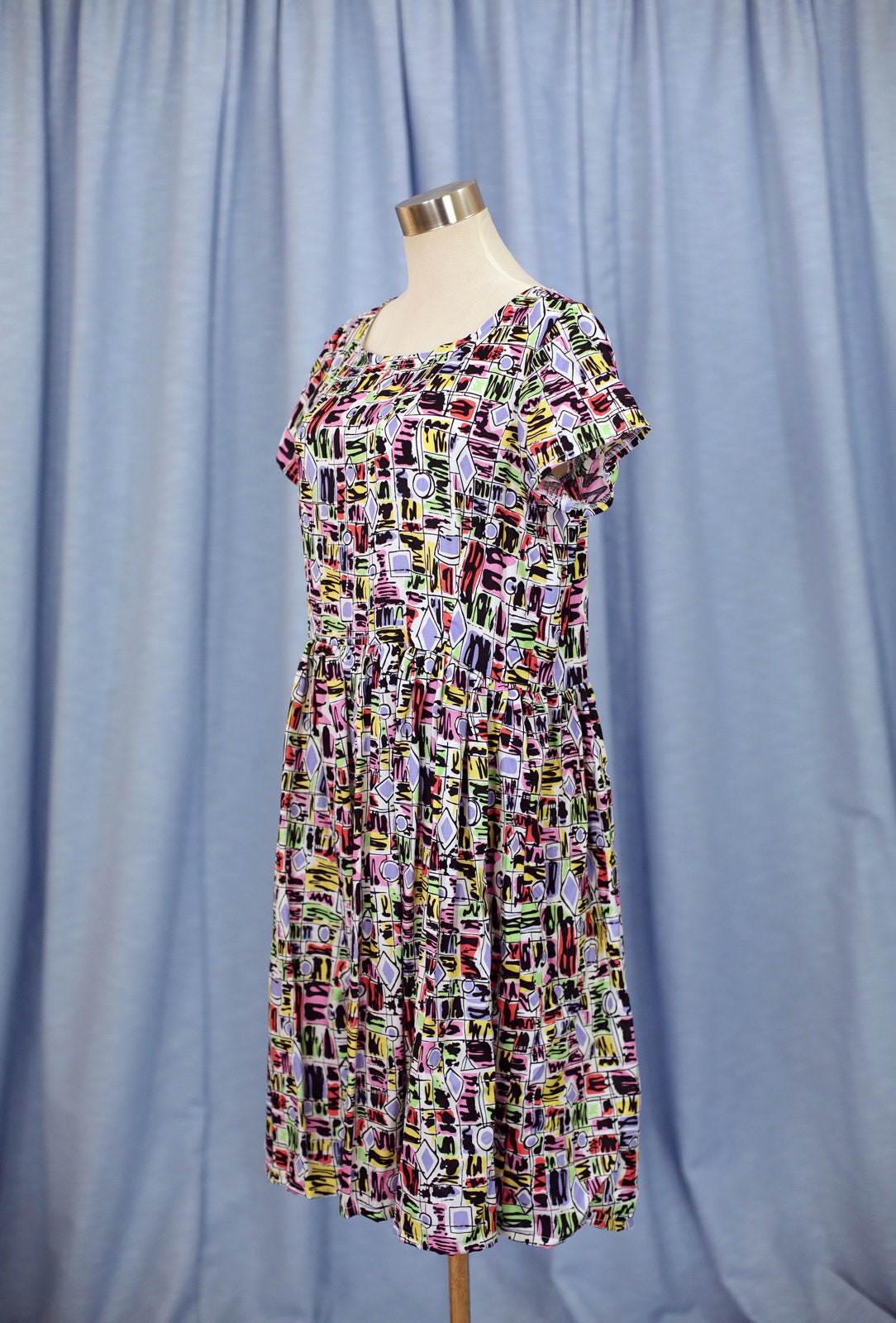 Regenbogen Schwarz Weiß Karo Print Baby Doll Day Dress von Sugarcanethelabel