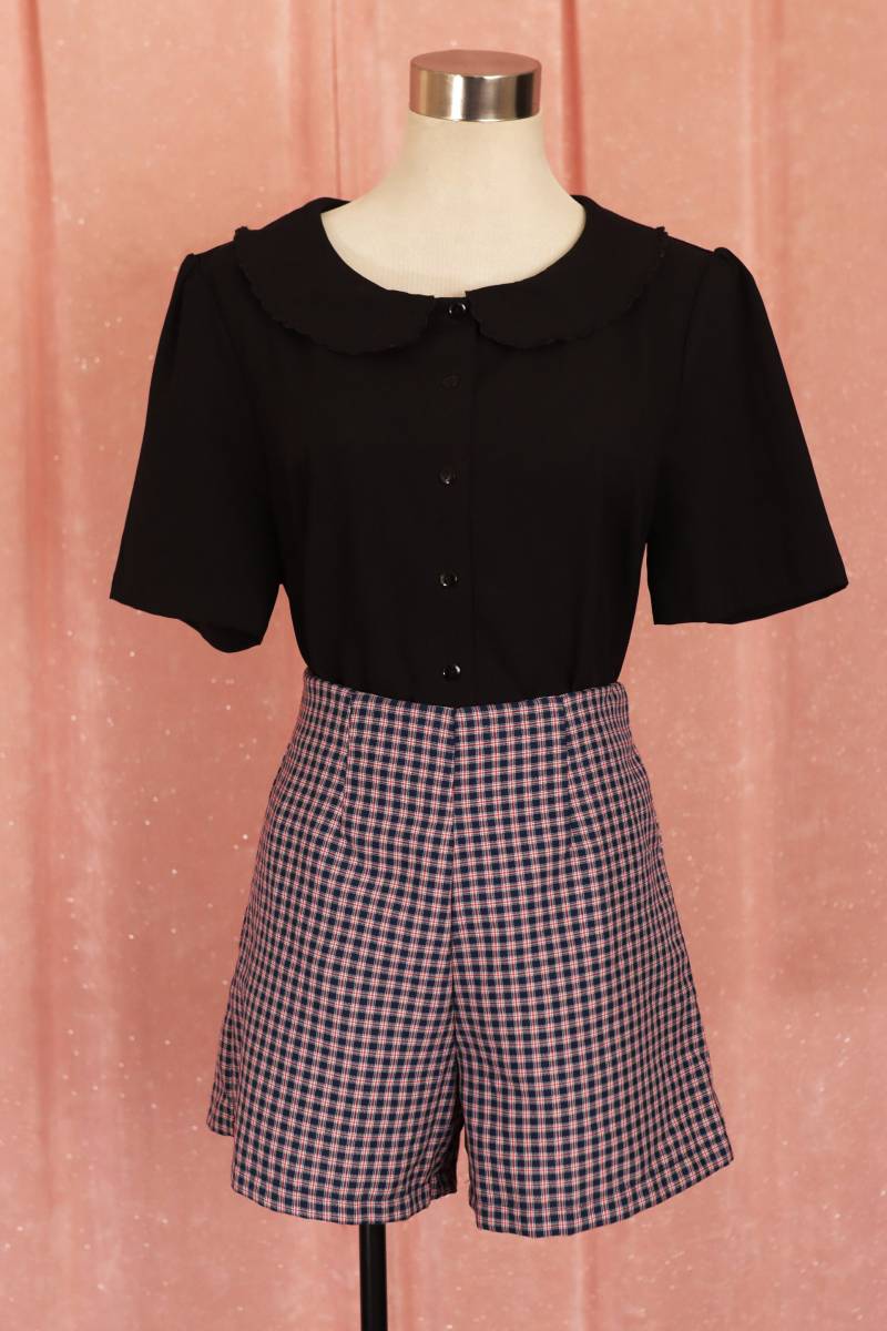 Tartan Karo Blau, Rot Und Weiß Hohe Taille Shorts von Sugarcanethelabel