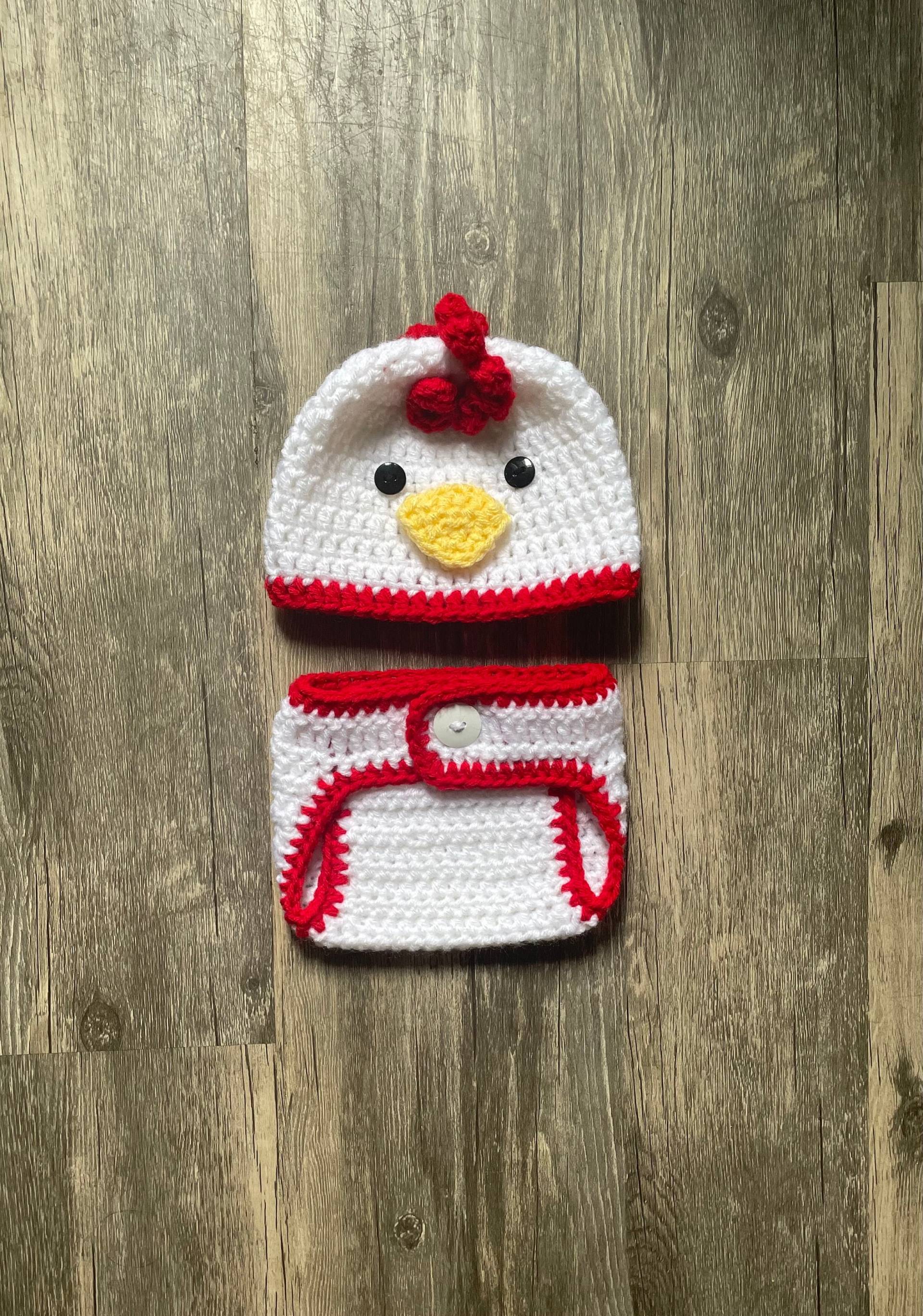 Häkeln Baby Huhn Mütze Und Windel Cover Set von SugarnasHats