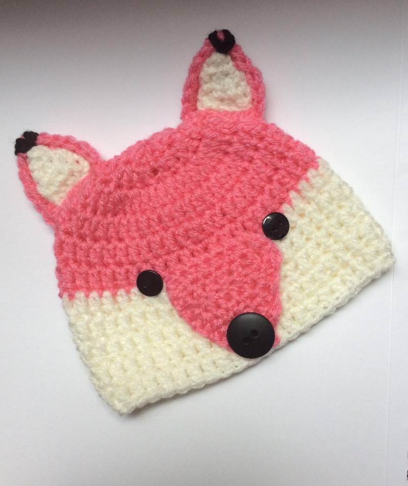 Pink Baby Mädchen Fuchs Mütze Im Woodland Critter Beanie Stil von SugarnasHats