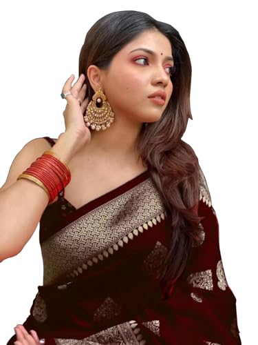 Sugathari Frauen Banarasi Sari Reine Kanjivaram Seide Saree Weiche neue Damen 2023 Design Tragen Pattu Sarees Neueste Baumwolle Party Sari Kollektionen Mit Bluse Stück für Hochzeit sadi (PARI 122 von Sugathari