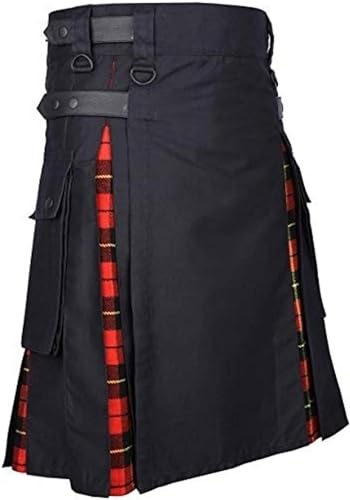 Schottland Rock Herren Vintage Kilt Gothic Punk Mode Kendo Taschenröcke Schottische Kleidung Plaid Faltenrock Neu XXXL Rd von BeerMmay