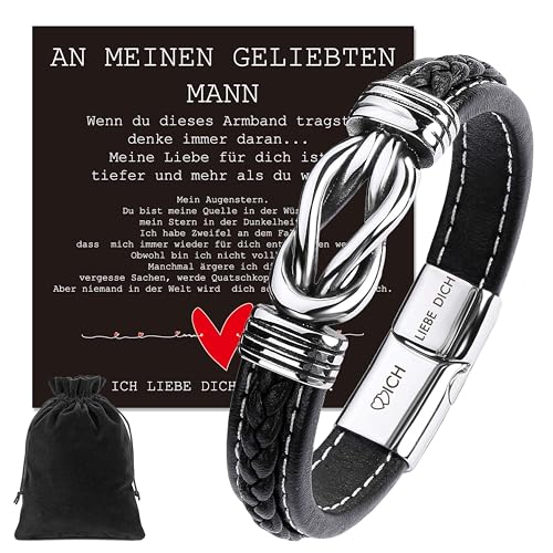 Sugeru® Armband Herren mit Gravur - Ich Liebe Dich,Personalisierte geschenke männer mit Grußkarte & Box | Edelstahl Wasserdicht Lederarmband herren für Geburtstag,Vatertag,Jahrestag,Valentinstag(Ⅱ) von Sugeru