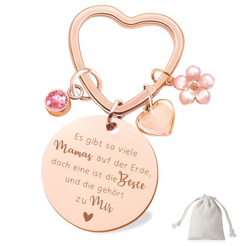 Sugeru® Schlüsselanhänger mit Gravur - Muttertagsgeschenk | geschenk Danke Mutter geburtstag | glücksbringer | Geschenk der mütterlichen Liebe | motivationsgeschenke | für Mama Mädchen (Mama-Roségold) von Sugeru