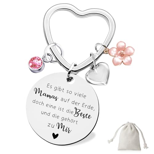 Sugeru® Schlüsselanhänger mit Gravur - geschenke für mama| geschenk Danke Mutter geburtstag | glücksbringer | Geschenk der mütterlichen Liebe | muttertag geschenk | für Mama Mädchen (Mama-Silber) von Sugeru