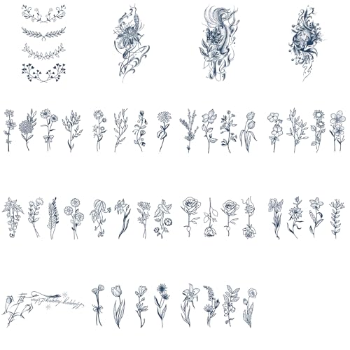 Sugeru 15 Blätter Super Nachhaltig Temporäres Tattoo, 2 Wochen Original wasserfest+vegan+Neue-Tech+Langanhaltend | Fake Tattoo Aufkleber | Tattoos erwachsene kinder, natürliche ungiftige Inhaltsstoffe von Sugeru