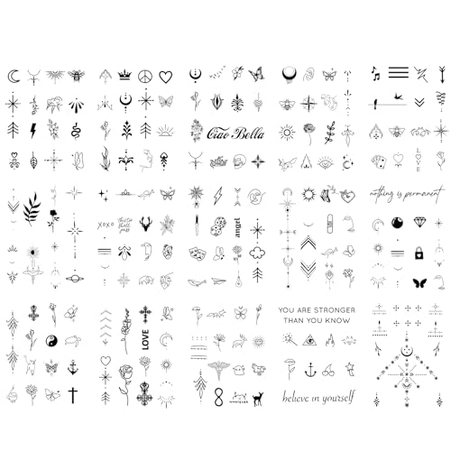 Sugeru 15 Blätter Super Nachhaltig Temporäres Tattoo, 2 Wochen Original wasserfest+vegan+Neue-Tech+Langanhaltend | Fake Tattoo Aufkleber | Tattoos erwachsene kinder, natürliche ungiftige Inhaltsstoffe von Sugeru