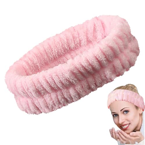 Sugeru®Flanell Elastische Haarband,Spa Stirnband Damen,Weiches Haarband Kosmetik,Rutschfest Breitkrempe Haarreifen Damen,für Dusche Hautpflege Make-up Gesichtsreinigung Mädchen Sport Yoga (Rosa) von Sugeru