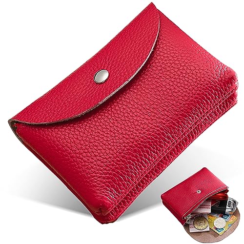 Sugeru Neue Portemonnaie Damen - Doppelschicht | Extra leicht & Weichem Geldbeutel Damen | Elegantes geldbörse Damen klein | Weichem Mini Geldtasche Damen mit Mehreren Fächern (Rot) von Sugeru