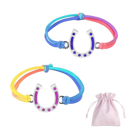 Sugeru®Neues Design Pferde Mädchen Geschenk, 2stk Stimmungs Armband Mädchen(Temperatur VerfäRbung) mit 1stk Schmuckbeutel,Mitgebsel Kindergeburtstag Geschenke für Mädchen,Freundschafts (Hufeisen) von Sugeru