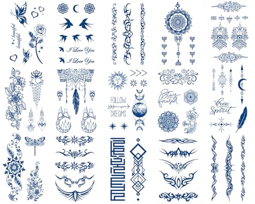 Sugeru 15 Blatt Super Nachhaltig Temporäres Tattoo, 2 Wochen - das Original | wasserfest+vegan+Neue-Tech | Fake Tattoo Aufkleber | Tattoos erwachsene kinder - natürliche & ungiftige (C10) von Sugeru