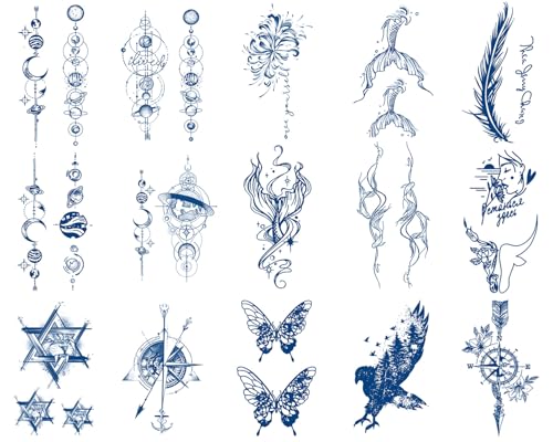 Sugeru 15 Blatt Super Nachhaltig Temporäres Tattoo, 2 Wochen - das Original | wasserfest+vegan+Neue-Tech | Fake Tattoo Aufkleber | Tattoos erwachsene kinder - natürliche & ungiftige (C11) von Sugeru