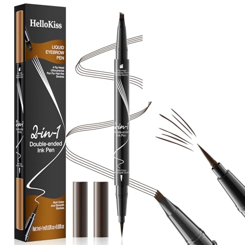 Sugeru 2 Stück 2-in-1 Microblading Augenbrauenstift, Augenbraun mit 4 Mikrogabelspitzen, Augenbrauenstift Wasserfest, Lasts Augenbrauenstifts Braun, Wischfester Augenbrauen Stift von Sugeru