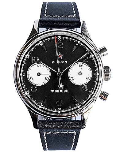 1962 Seagull ST1901 Uhrwerk Saphirglas Herren Chronograph Uhr 1963 SU1962SB, Schwarz , 38 mm, Armband von Sugess