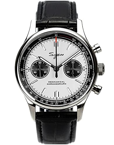 40 mm Racing Panda Chrono Möwe ST1901 Uhrwerk Saphirglas Chronograph Herrenuhr 1963 SUPANK002SN, silber, 40 mm, Armband von Sugess