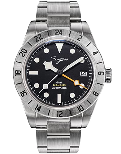 BB GMT BGW9 Herren-Armbanduhr, gewölbt, Saphirglas, 100 m, mechanisch, S431.02, silber von Sugess